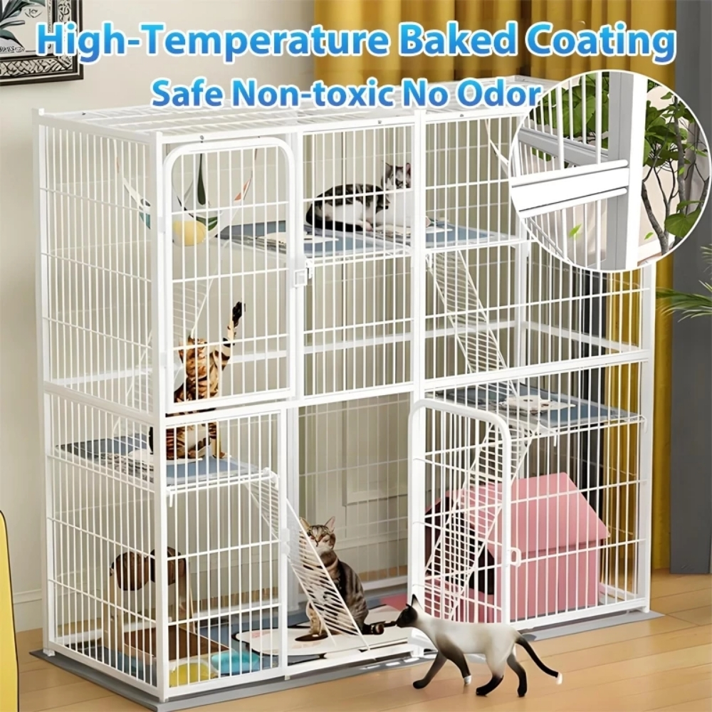 ECO-219.jpg White Multi-Storey Cat Cage - Image 1